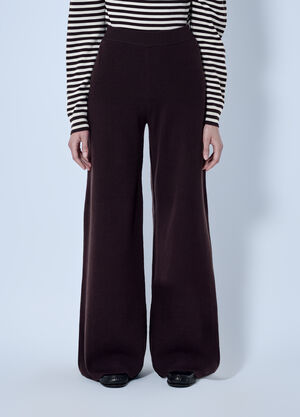 Max Mara Wide-Leg Knit Trousers Dark Brown max0266024