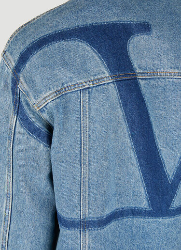 Valentino VLogo Denim Overshirt Jacket Blue val0149012