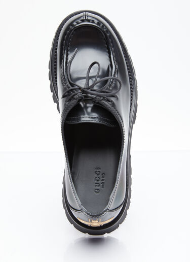 Gucci Bee Leather Lace-Up Shoes Black guc0255064