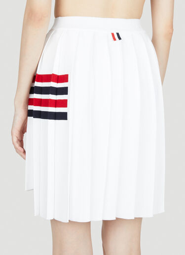 Knit Four Bar Pleated Skirt Thom Browne Knit Four Bar Pleated Skirt White thb0253001