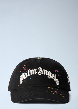 Palm Angels Curved Logo Painted Cap Black pma0162043