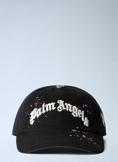 Curved Logo Painted Cap Palm Angels Curved Logo Painted Cap Black pma0162043