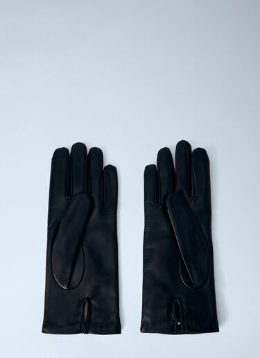 Max Mara Leather Gloves with Logo Detail Black max0265103