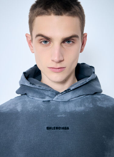 Balenciaga Logo Print Hooded Sweatshirt Grey bal0159013