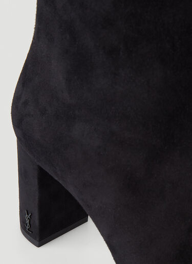 Saint Laurent Lou Suede Ankle Boots Black sla0249097