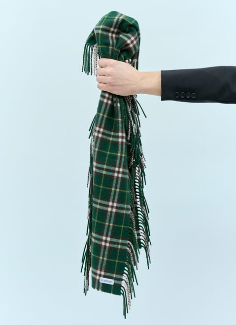 Burberry Check Cashmere Fringed Scarf Brown bur0153016