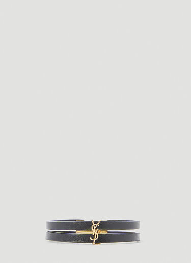 Saint Laurent Double-Strap Monogram Bracelet Black sla0253173