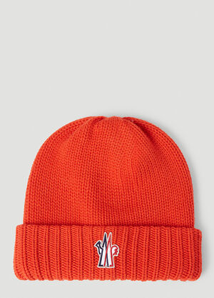 Moncler Grenoble Logo Patch Beanie Hat Red mog0153024