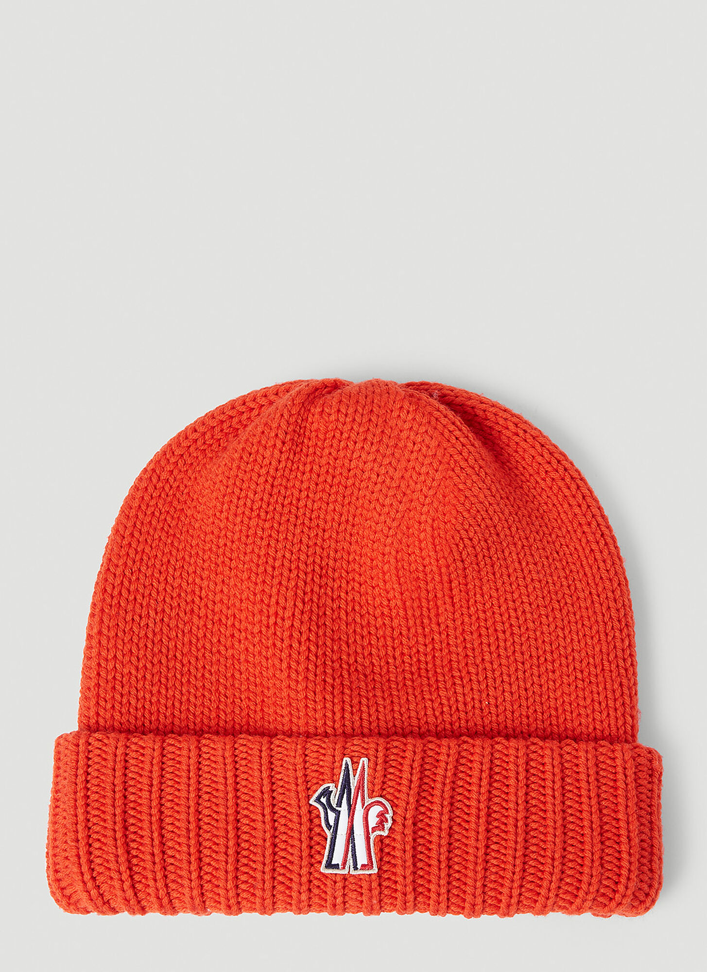 Shop Moncler Logo Patch Beanie Hat In Red