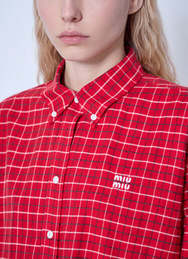 Miu Miu Checkered Button-Down Shirt Red miu0266061
