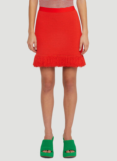 Bottega Veneta Tassel-Hem Knitted Skirt Red bov0244017