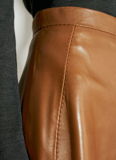 Saint Laurent Leather Pencil Skirt Brown sla0254029