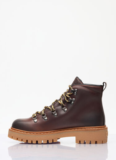 Prada Lace-Up Leather Boots Brown pra0258029