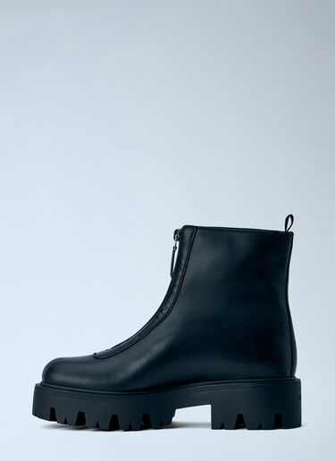 LN-CC® - Prada: Leather Zipper Booties - Black Prada Leather Zipper Booties Black pra0266013