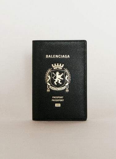 Balenciaga Logo Debossed Passport Holder Black bal0156018