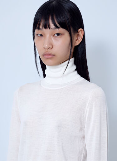 LN-CC® - Max Mara: Sheer Turtleneck Top - White Max Mara Sheer Turtleneck Top White max0266029