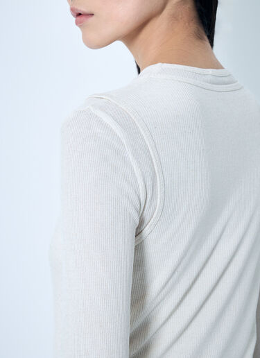 Acne Studios Double-Layered Long Sleeve T-Shirt White acn0259007