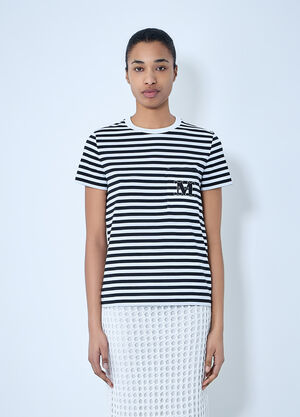 Max Mara Striped Cotton Jersey T-Shirt Black max0264013