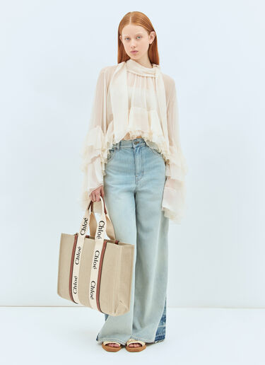 Chloé Large Woody Tote Bag Beige chl0258047