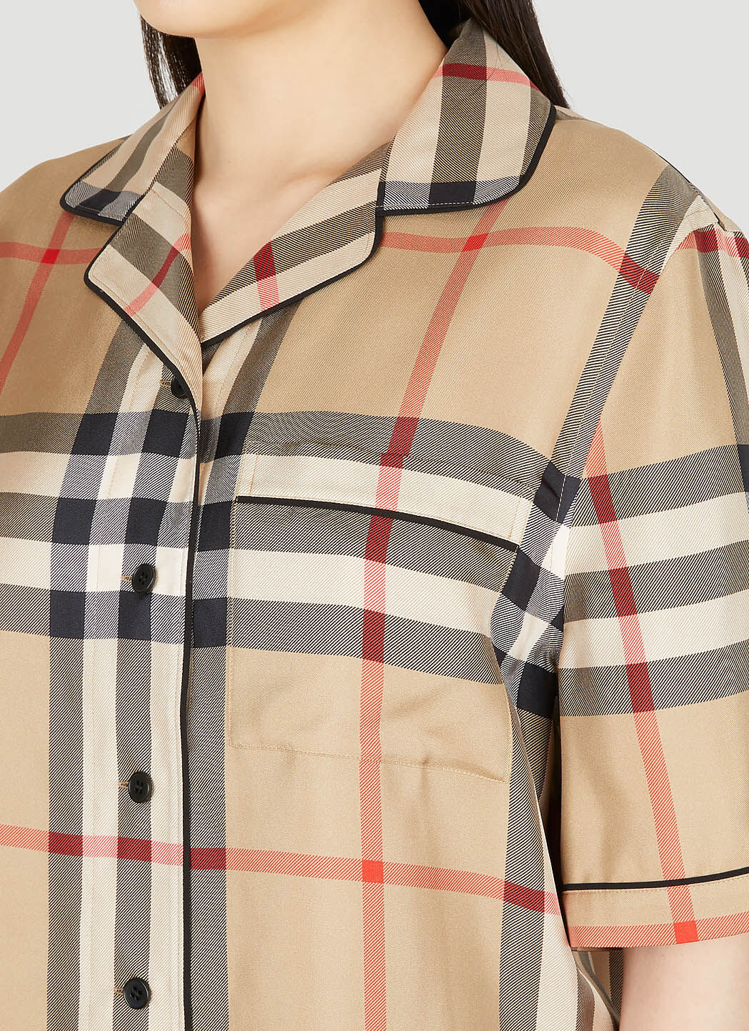 Burberry half hotsell sleeve shirt