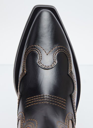 GANNI Mid Shaft Embroidered Western Boots Black gan0254036