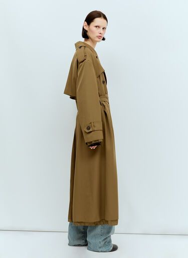 Miu Miu Double-Breasted Gabardine Trench Coat Khaki miu0256082