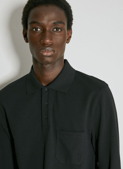 Versace Micro Waffle Knit Polo Shirt Black ver0154006