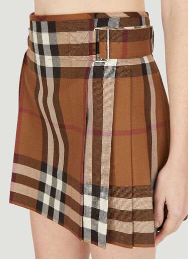 Burberry Checked Pleated Skirt Brown bur0251013