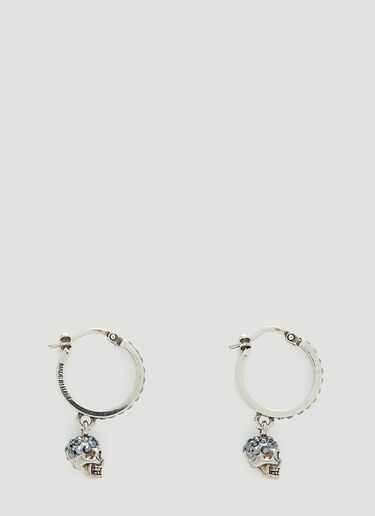 Alexander McQueen Skull Creole Mini Hoop Earrings Silver amq0243098