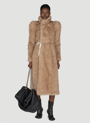 Balenciaga Round Shoulder Quilted Faux-Fux Coat Camel bal0254010