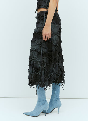 Diesel O-Jal 디스트레스트 미디 스커트  블랙 dsl0257008