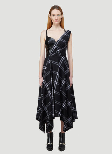 Alexander McQueen Asymmetric Checked Dress Black amq0242003