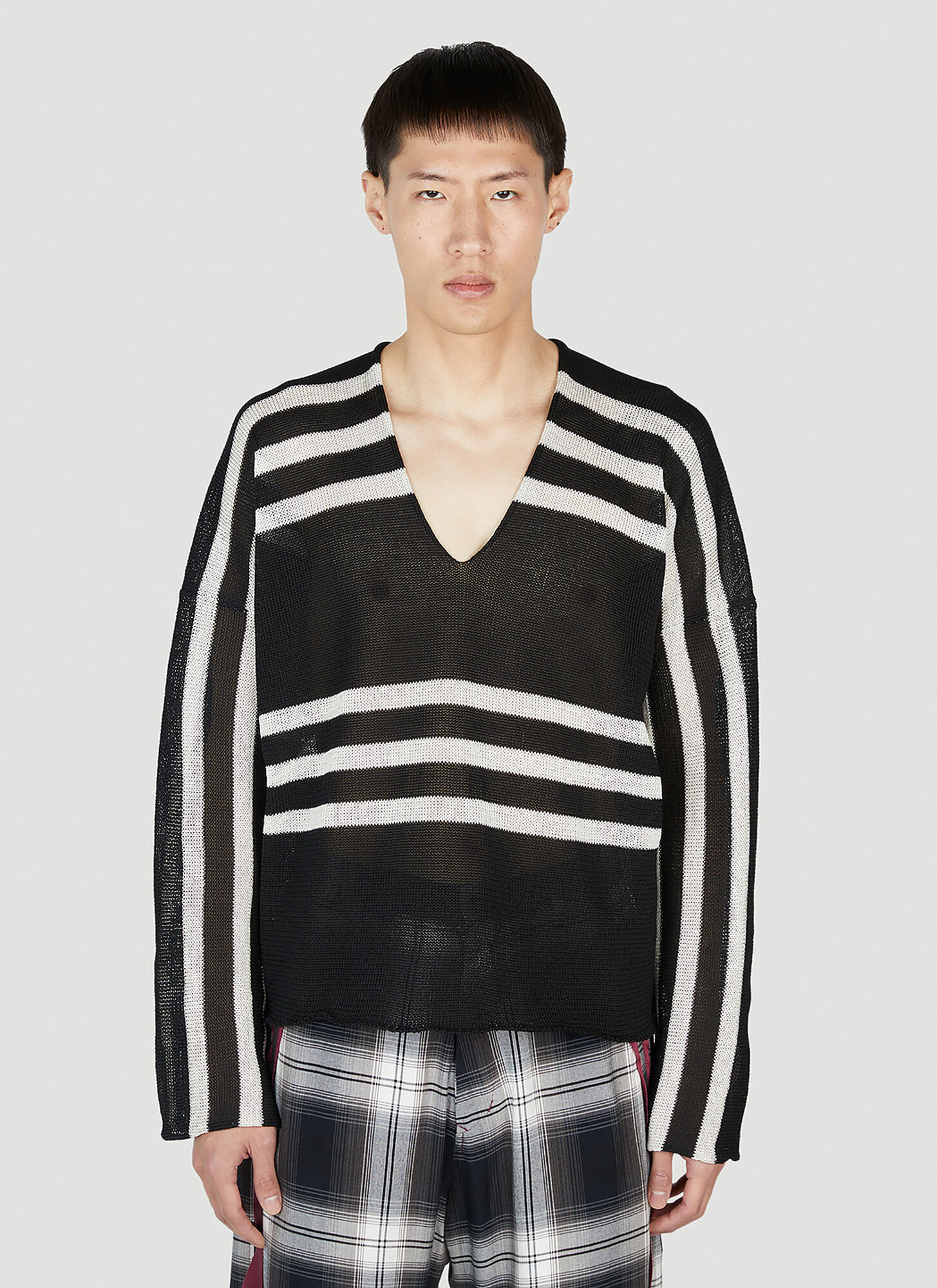 Shop Sulvam Striped Sweater In Black