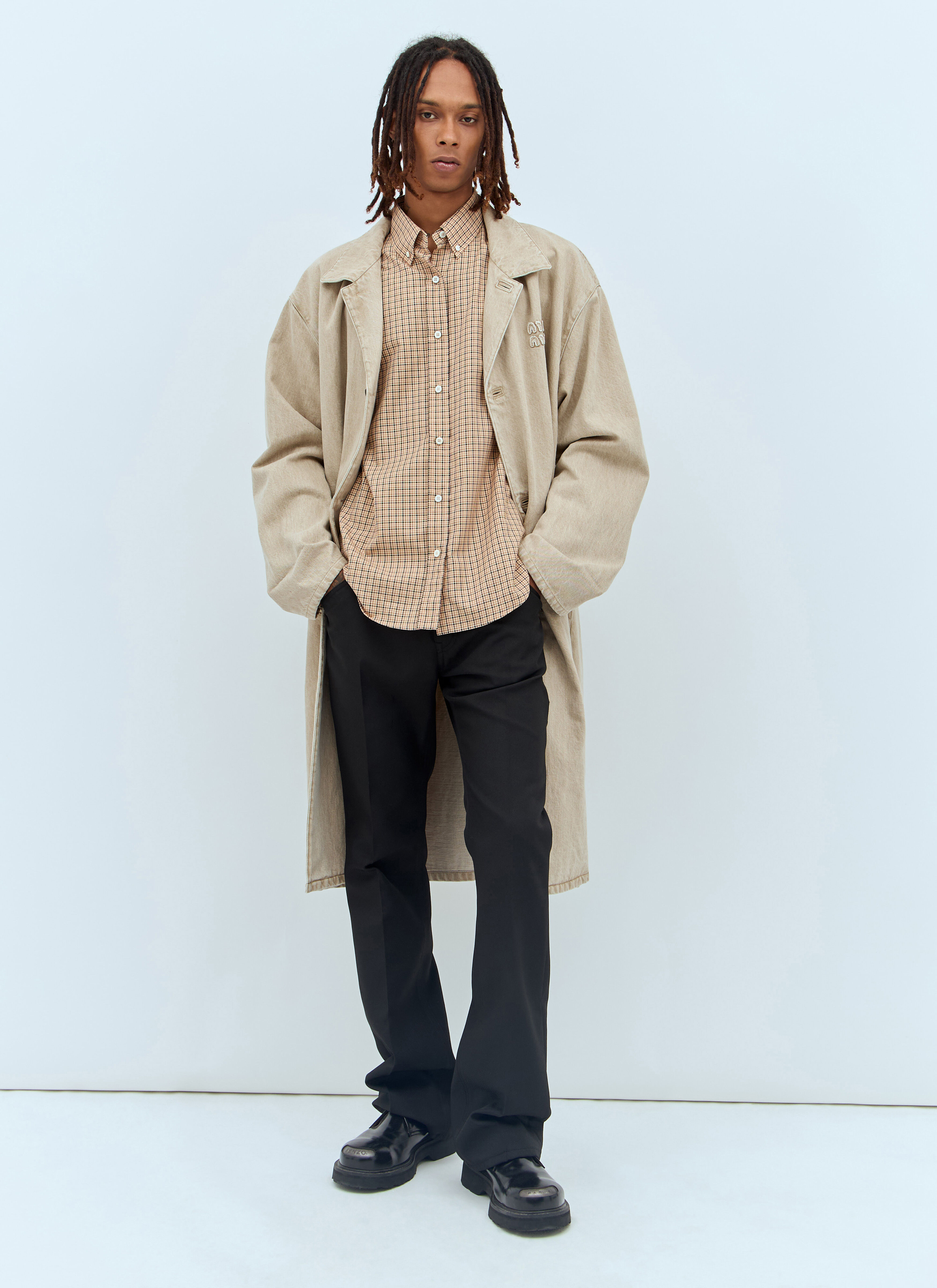 Miu Miu Men's' Check Shirt in Beige | LN-CC®