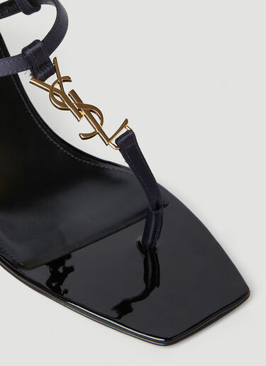Cassandra Kitten Heel Sandals Saint Laurent Cassandra Kitten Heel Sandals Navy sla0252043