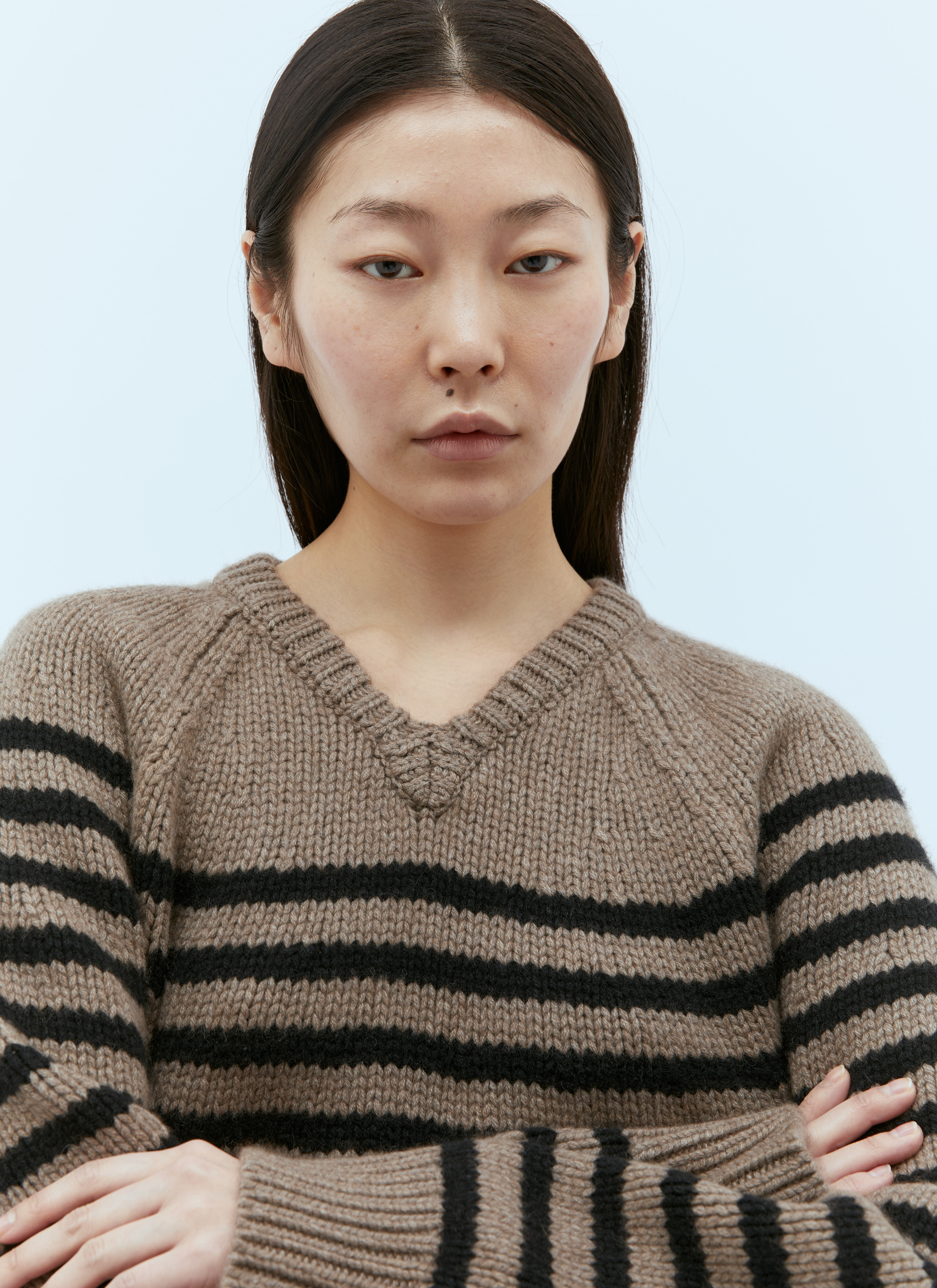 KHAITE Nalani striped cashmere jumper - Brown