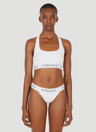 Versace Women's Logo Jacquard Bra in White