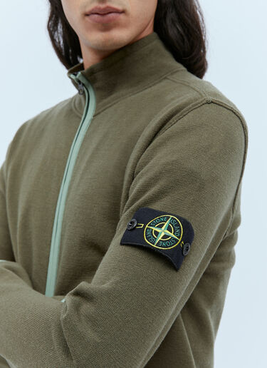 Zip-Up Compass Patch Knit Sweater Stone Island Zip-Up Compass Patch Knit Sweater Green sto0154066