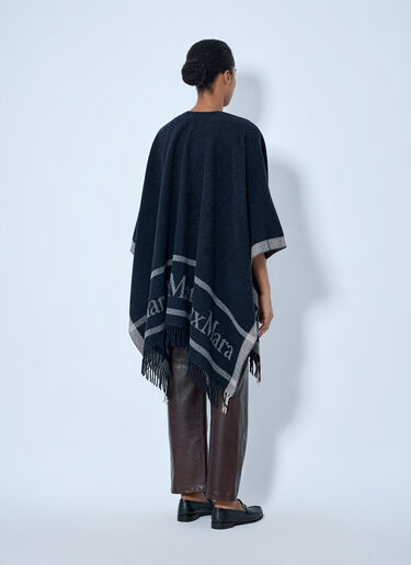 Max Mara Fringed Wool Wrap Navy max0265089