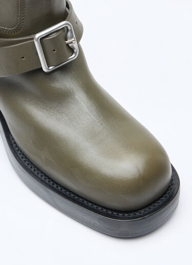 Burberry Leather Saddle High Boots Green bur0258006