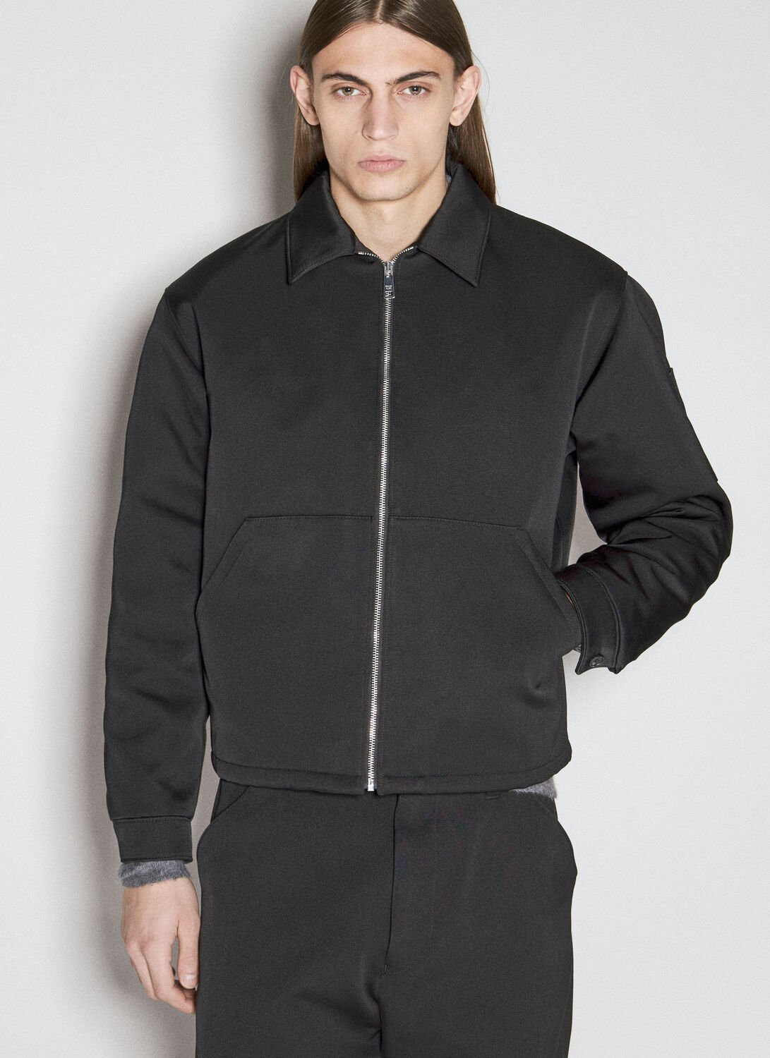 Shop Prada Padded Silk And Cotton Jacket In Black