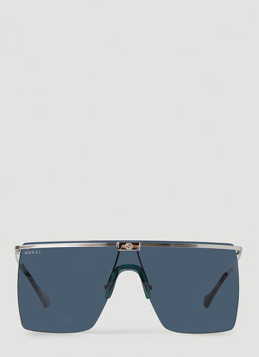 Gucci Oversized Rectangle Frame Sunglasses Silver guc0348003