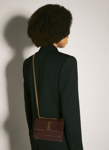 Saint Laurent Sunset 小号单肩包 酒红色 sla0258039