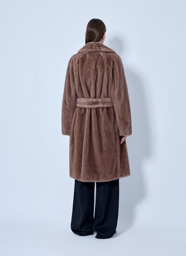LN-CC® - Max Mara: Faux Fur Belted Coat - Beige Max Mara Faux Fur Belted Coat Beige max0266112