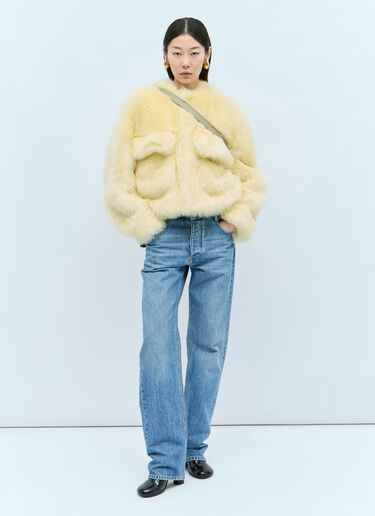 Bottega Veneta Shearling Cropped Jacket Yellow bov0257005