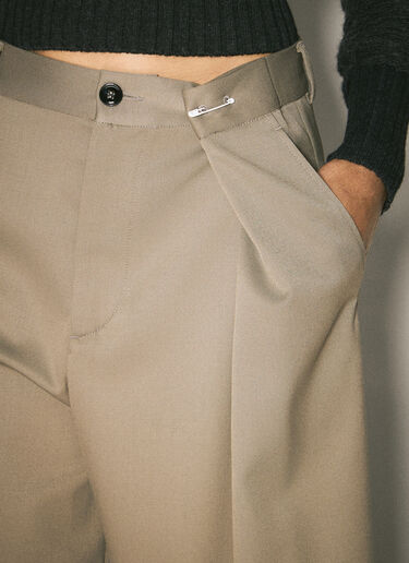 MM6 Maison Margiela Wide-Leg Pinched Pants Khaki mmm0257007