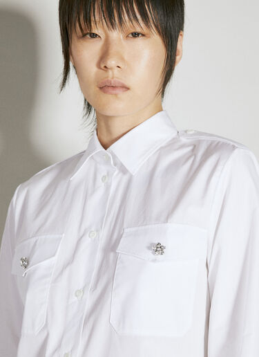 Prada Classic Shirt With Embellished Buttons White pra0255001