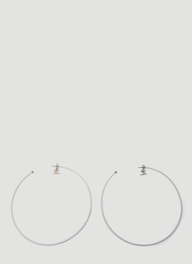 Courrèges Logo Plaque Hoop Earrings White cou0249018