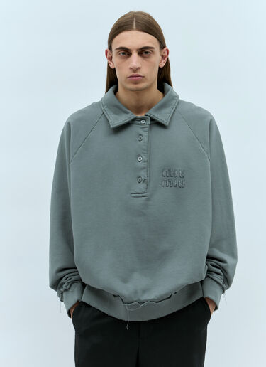 Miu Miu Garment-Dyed Cotton Fleece Sweatshirt Grey miu0155004