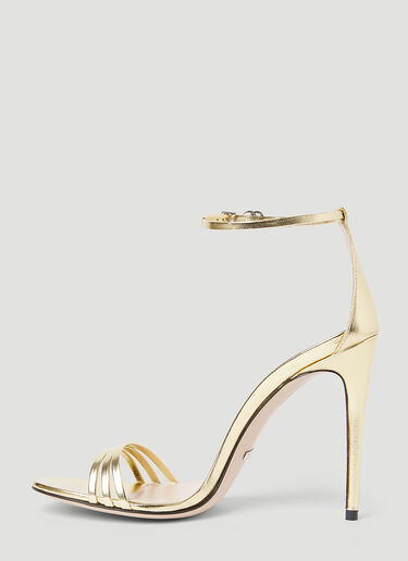 Gucci Metallic Leather Heeled Sandals Gold guc0253115